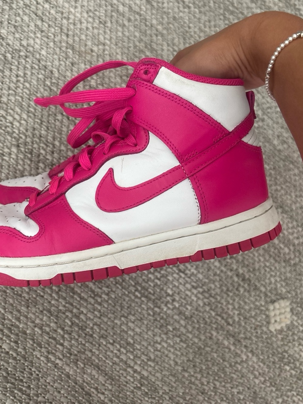 Nike Women’s High-Top Sneakers in Hot Pink and White
